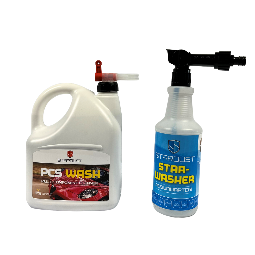 Paketti: Starwasher Pesuadapteri puutarhaletkulle & PCS Wash Esipesuaine 3L